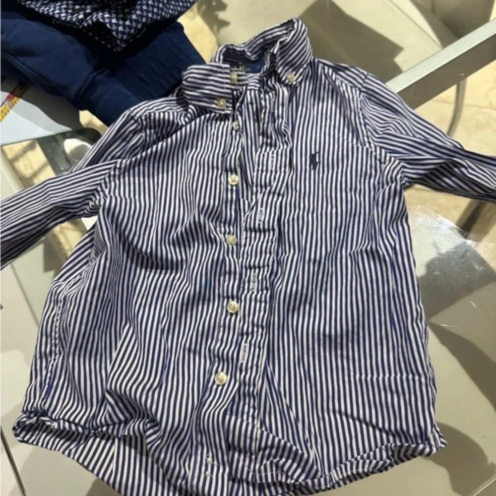 Ralph Lauren Blue and White Striped Button Down Shirt